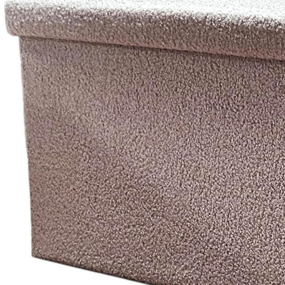 15" Taupe Boucle Cube Ottoman With Storage