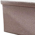 15" Taupe Boucle Cube Ottoman With Storage