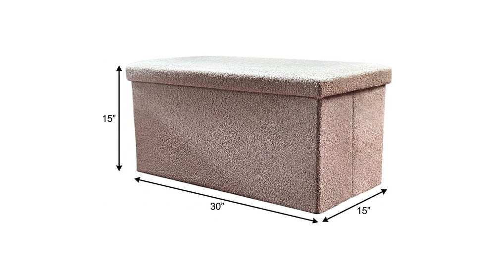 15" Taupe Boucle Cube Ottoman With Storage