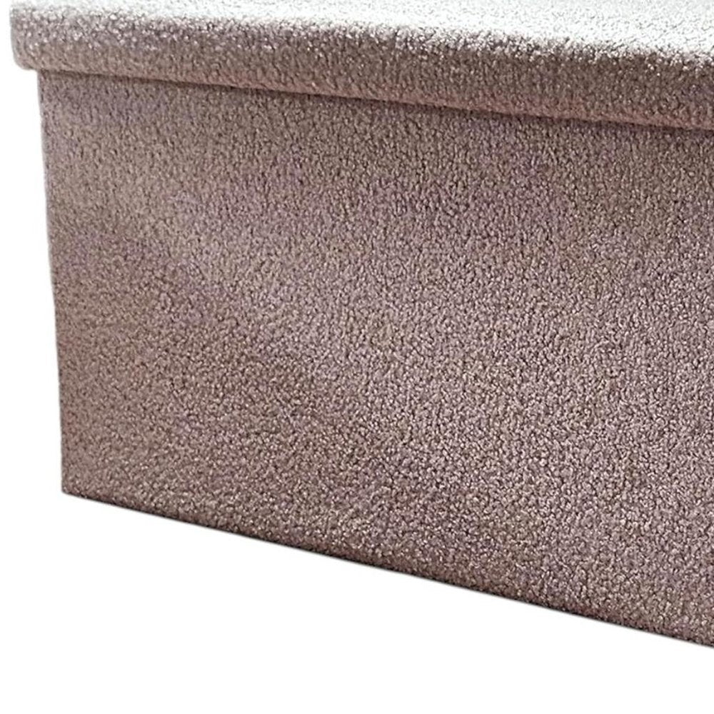 15" Taupe Boucle Cube Ottoman With Storage