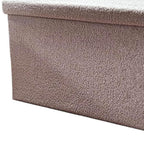 15" Taupe Boucle Cube Ottoman With Storage