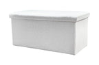 15" White Boucle Cube Ottoman With Storage