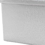 15" White Boucle Cube Ottoman With Storage