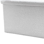 15" White Boucle Cube Ottoman With Storage