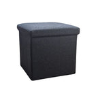 15" Black Boucle Cube Ottoman With Storage