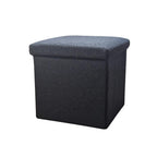 15" Black Boucle Cube Ottoman With Storage