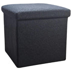 15" Black Boucle Cube Ottoman With Storage