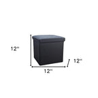 15" Black Boucle Cube Ottoman With Storage