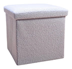 15" Gray Boucle Cube Ottoman With Storage