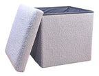 15" Gray Boucle Cube Ottoman With Storage