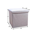 15" Gray Boucle Cube Ottoman With Storage