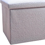 15" Gray Boucle Cube Ottoman With Storage
