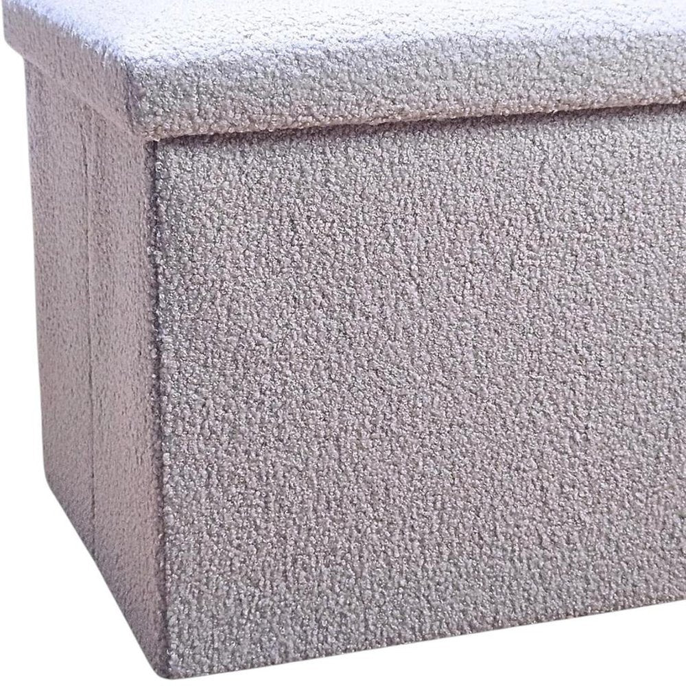 15" Gray Boucle Cube Ottoman With Storage