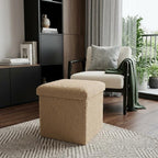 12" White Boucle Cube Ottoman With Storage