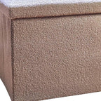 12" White Boucle Cube Ottoman With Storage