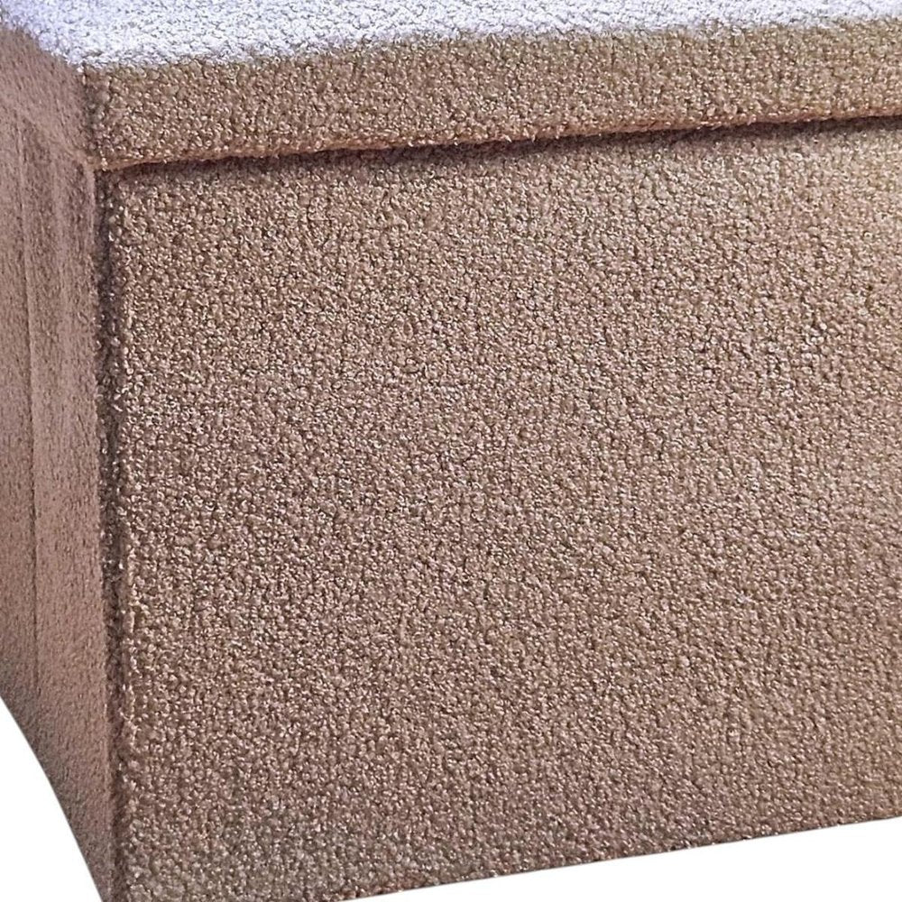 12" White Boucle Cube Ottoman With Storage