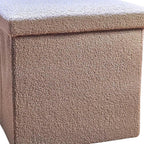 12" White Boucle Cube Ottoman With Storage