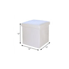 12" White Boucle Cube Ottoman With Storage