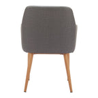 Set of Two Gray And Natural Fabric And Wood Dining Arm Chairs