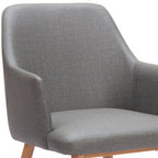 Set of Two Gray And Natural Fabric And Wood Dining Arm Chairs