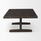 55" Dark Brown Solid Wood Double Pedestal Coffee Table