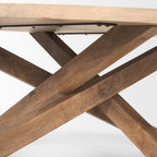 42" Natural Solid Wood Round Cross Legs Coffee Table