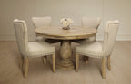 Five Piece Natural Round Solid Wood Dining Set with Four Chairs