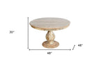 Five Piece Natural Round Solid Wood Dining Set with Four Chairs