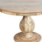 Five Piece Natural Round Solid Wood Dining Set with Four Chairs