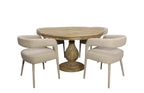 Five Piece Dark Brown Round Solid Wood Dining Set with Four Chairs