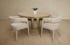 Five Piece Dark Brown Round Solid Wood Dining Set with Four Chairs