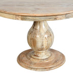 Five Piece Dark Brown Round Solid Wood Dining Set with Four Chairs