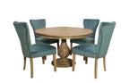 Five Piece Natural Round Solid Wood Dining Set with Four Chairs