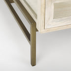 44" Off White Clear And Gold Solid Wood Glass And Iron Storage Coffee Table