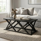 48" Black Solid Wood Geo Frame Coffee Table