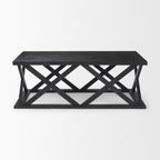 48" Black Solid Wood Geo Frame Coffee Table