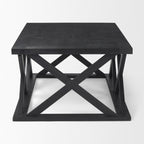 48" Black Solid Wood Geo Frame Coffee Table