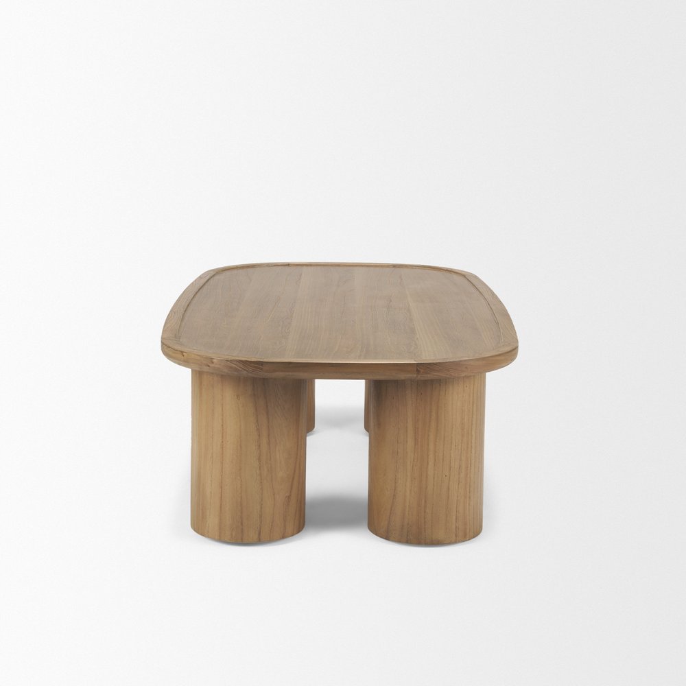 55" Natural Solid Wood Oval Coffee Table