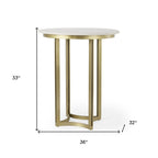 36" Gray Marble Pedestal Base Round Top Dining Table
