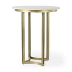 36" Gray Marble Pedestal Base Round Top Dining Table
