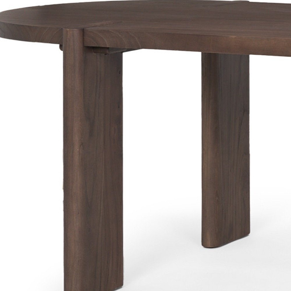 91" Brown Solid Wood Oval Dining Table
