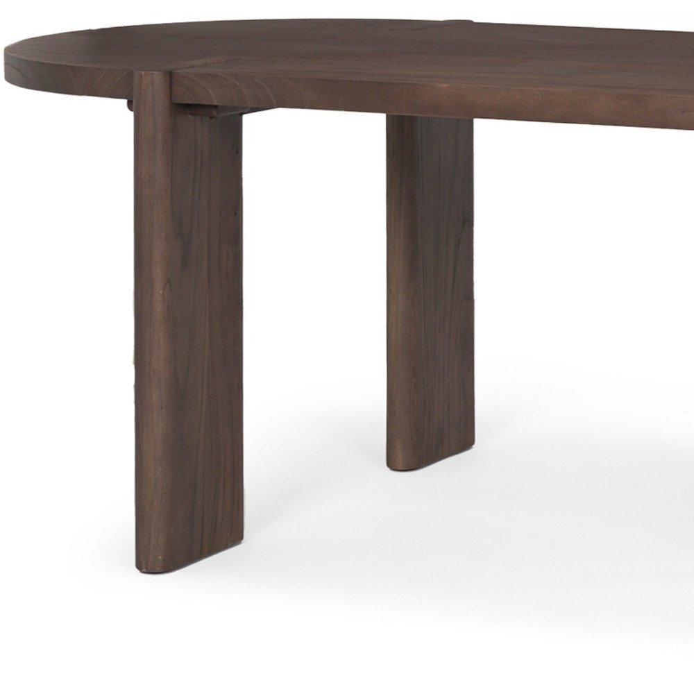 91" Brown Solid Wood Oval Dining Table