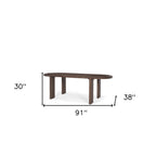 91" Brown Solid Wood Oval Dining Table
