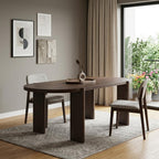 91" Brown Solid Wood Oval Dining Table
