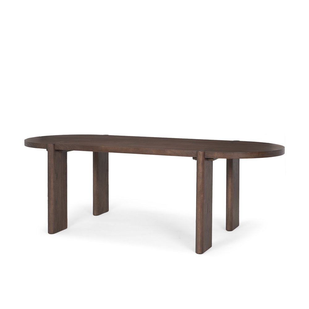 91" Brown Solid Wood Oval Dining Table