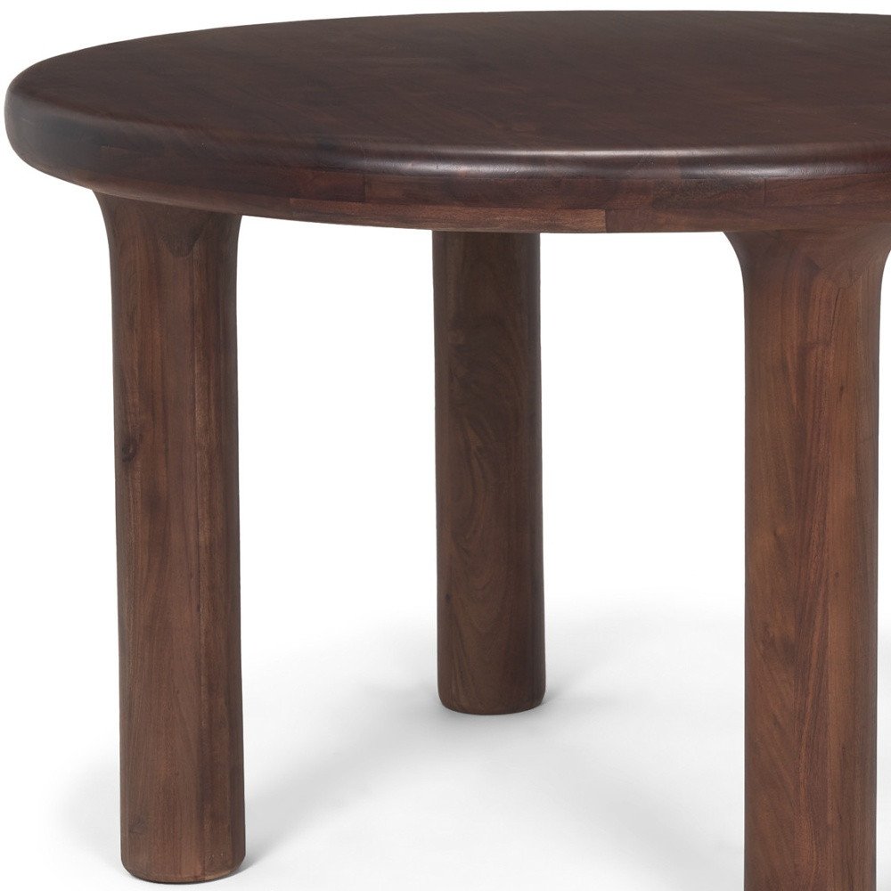 48" Brown Solid Wood Round Top Dining Table