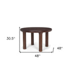 48" Brown Solid Wood Round Top Dining Table