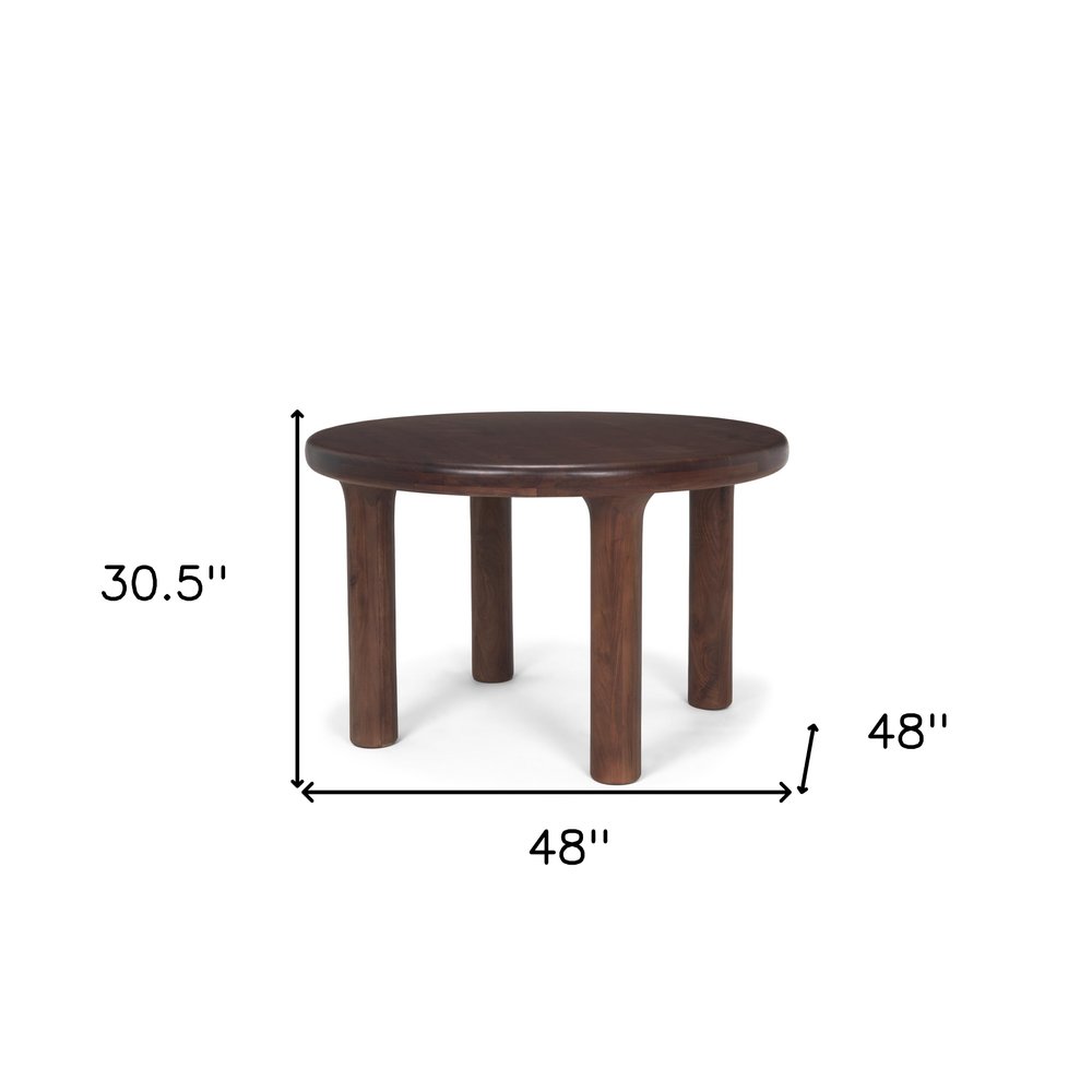 48" Brown Solid Wood Round Top Dining Table
