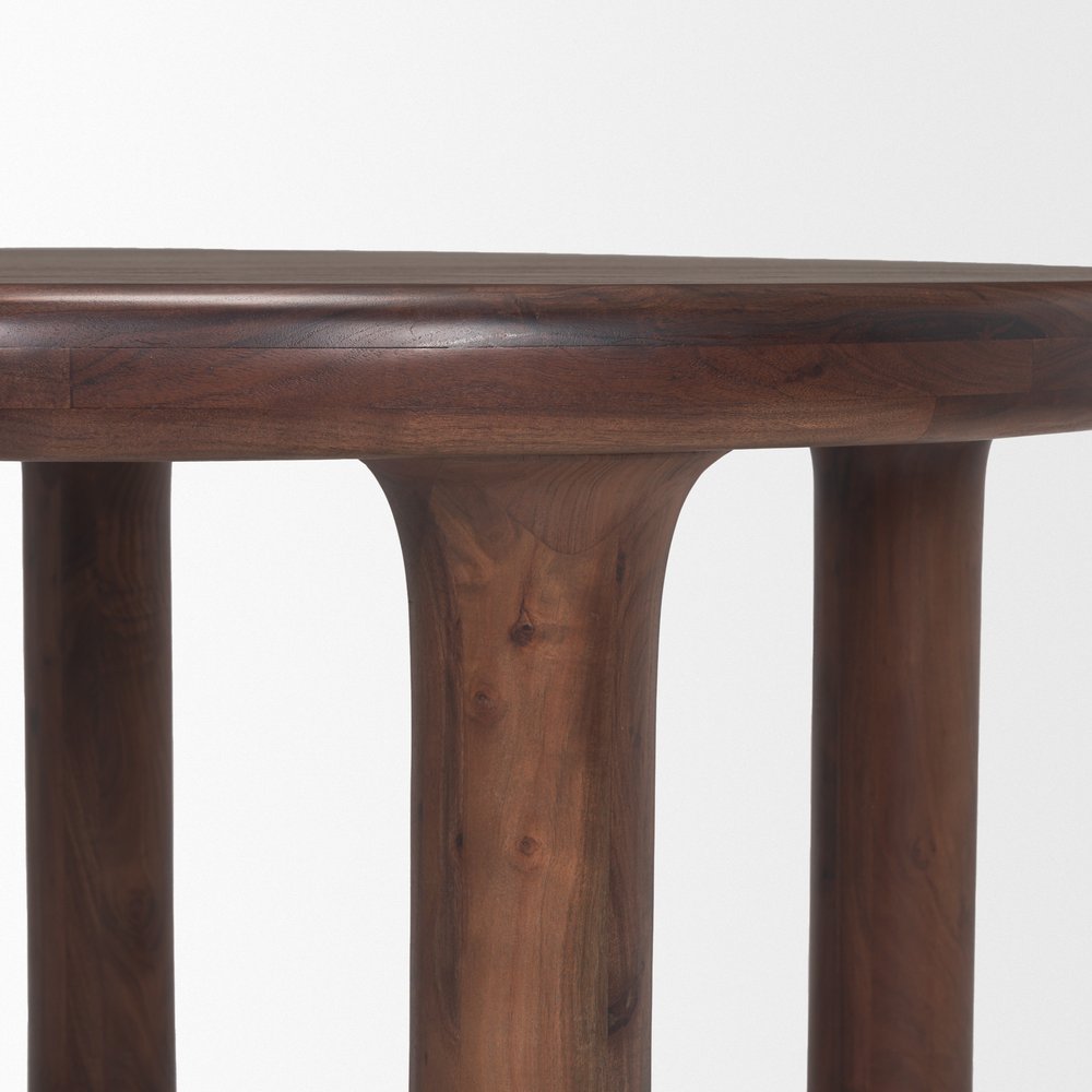 48" Brown Solid Wood Round Top Dining Table