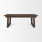 106" Dark Brown Solid Wood Self-Storing Leaf Sled Base Extendable Dining Table